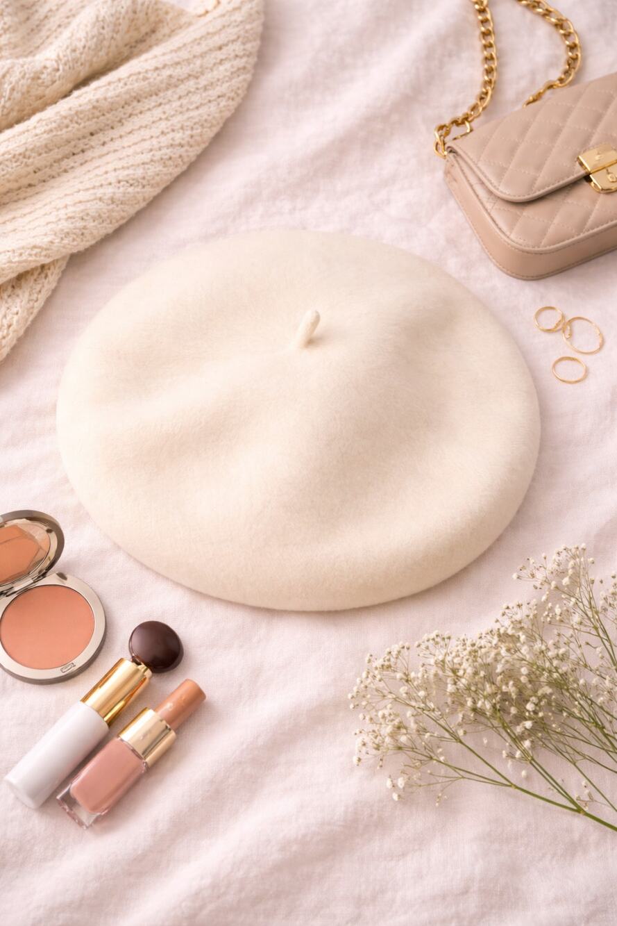 Halogen Women's Wool Blend Beret Hat Ivory Eggnog One Size Chic Winter Accessory
